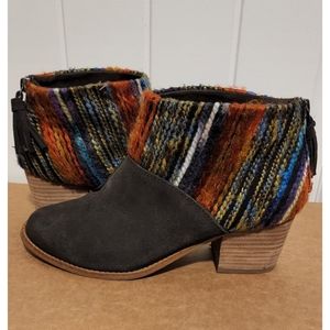 TOMS Leila suede yarn chocolate booties ankle boots 7.5 boho